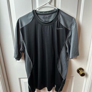 Nike Pro Combat Dri-FIT Black and Gray Fitted Top- Size Large